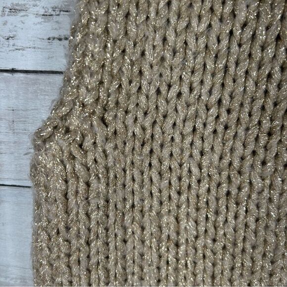 ZARA Cropped Chunky Gold Shimmer Taupe Chunky Sweater Vest M - Picture 8 of 8